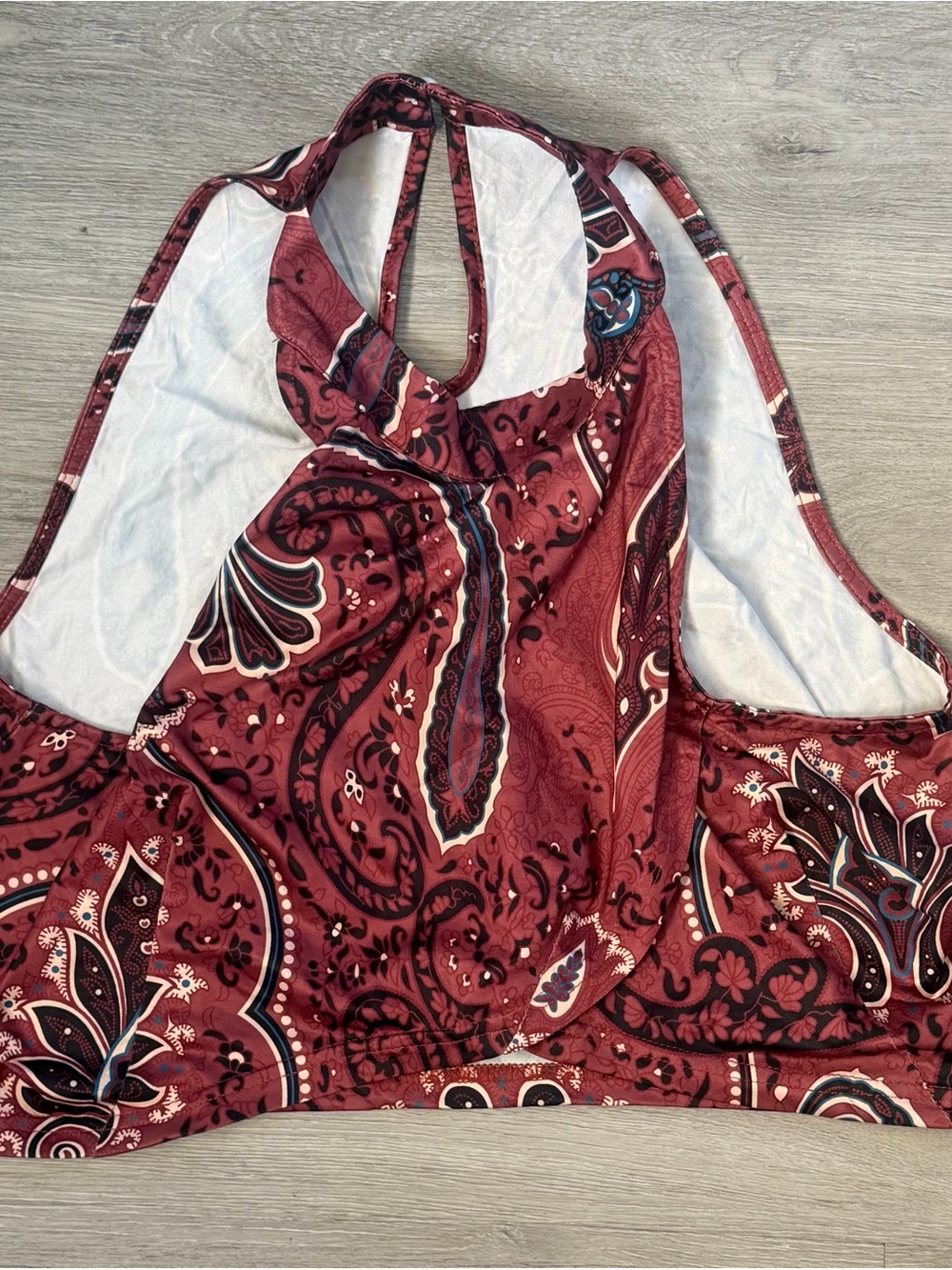 & Other Stories Burgundy Paisley Halter Tank